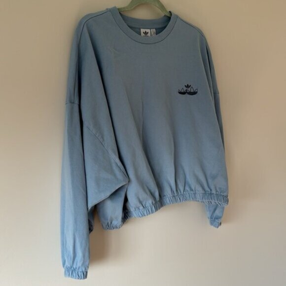 Adidas Women Blue Originals Triple Trefoil Crewneck Sweatshirt Size XL NWOT - Picture 6 of 13